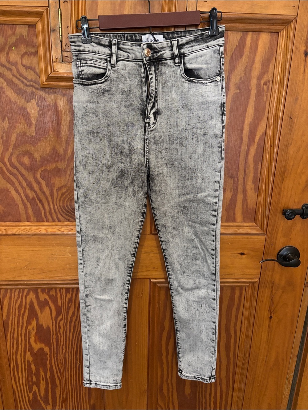Chipre High-Waist Acid Wash Women’s Jeans - black and grey 27